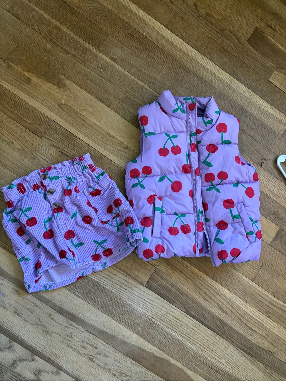 Old Navy Lavender Pink Cherry Print Elastic Waist Skirt